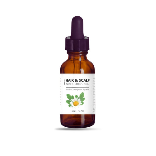 Olive Farmacy - Natural Hair Oil made with Olive Oil in a amber bottle with black dropper